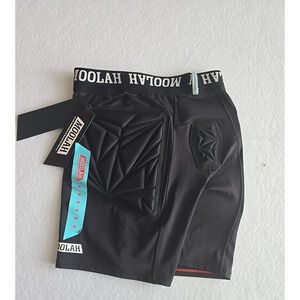Moolah Womens Solid Black Padded Athletic Compression Shorts -Size S 6mm Padding